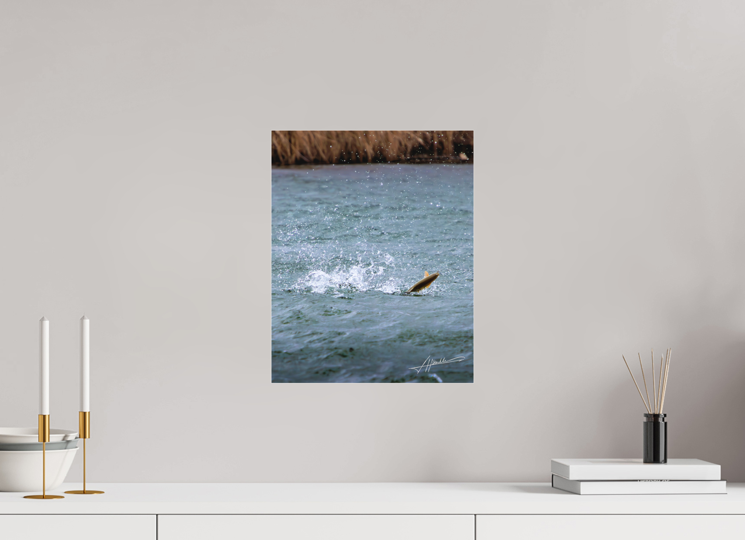 12 x 15″, Fine Pigment Under Acrylic Jumping Rainbow Trout