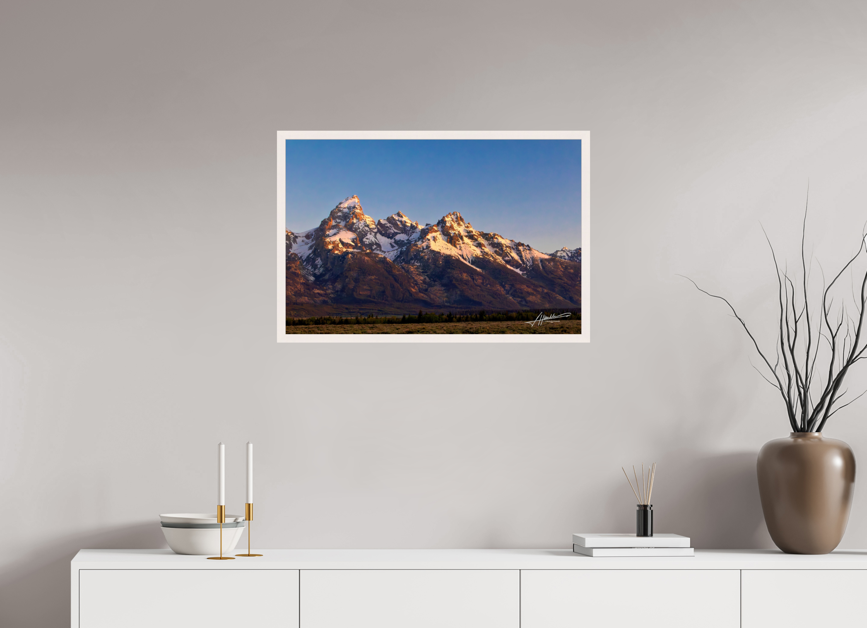 30 x 20″, Gallery Frame Sunrising on the Tetons