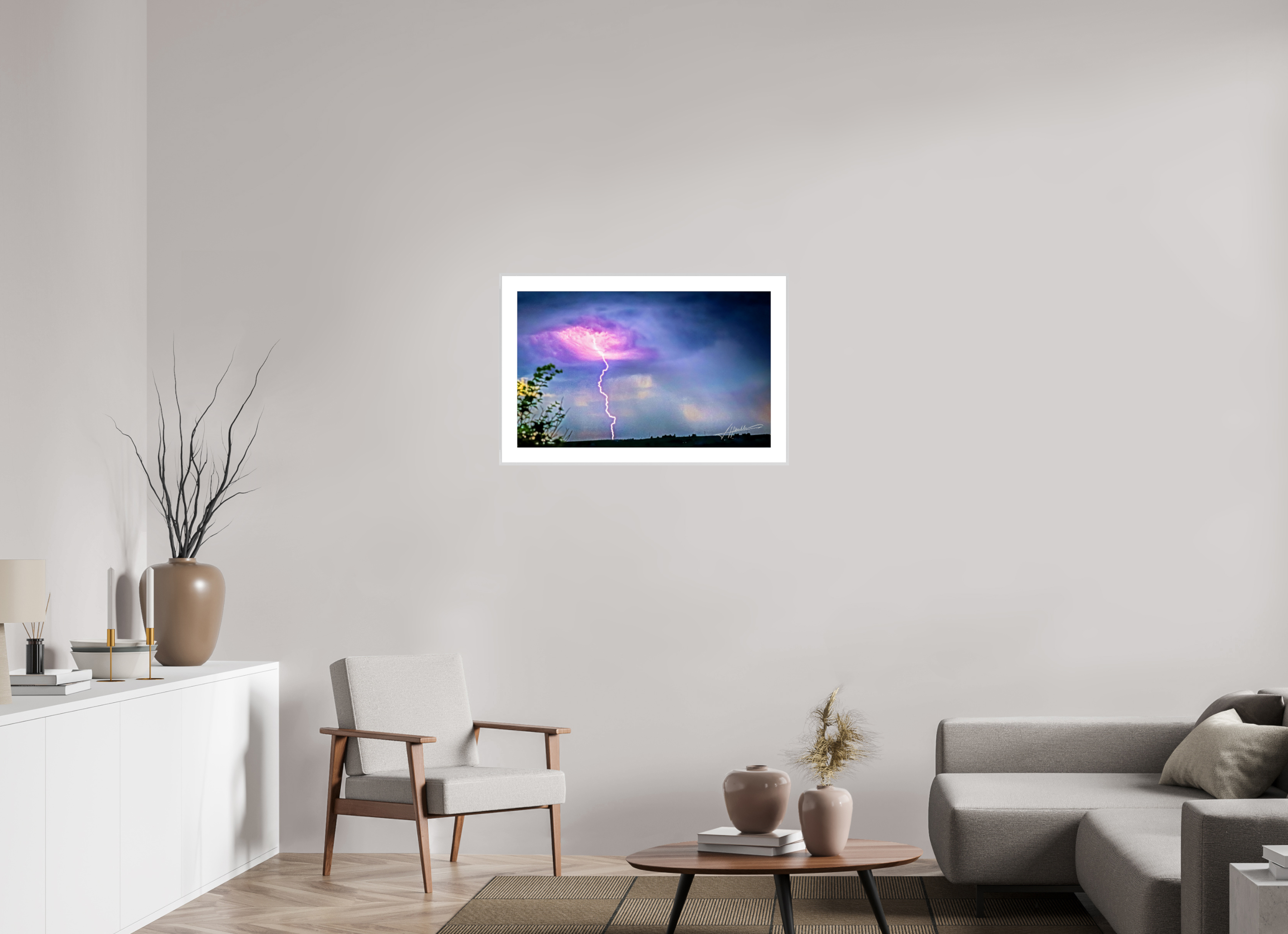 32.4 x 20″, Changeable Magnetic Frame Lightning Strike