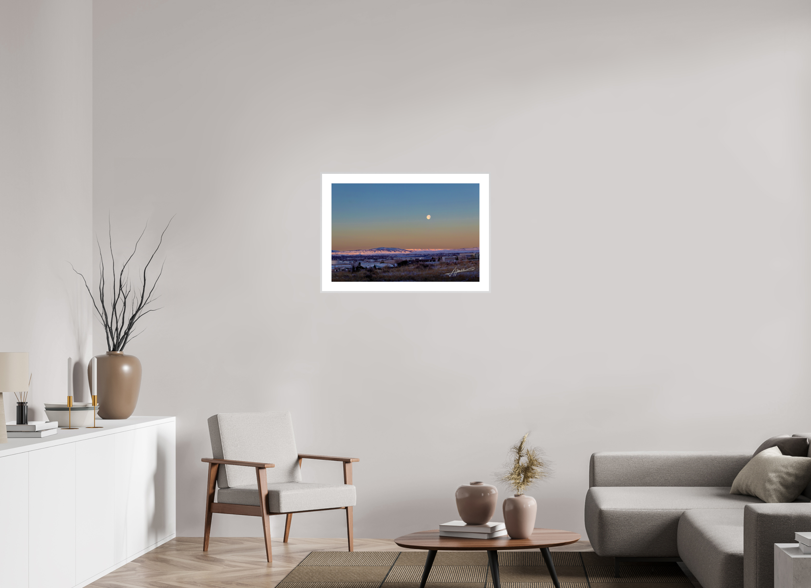 30 x 20″, Changeable Magnetic Frame Full Moon at Sunrise