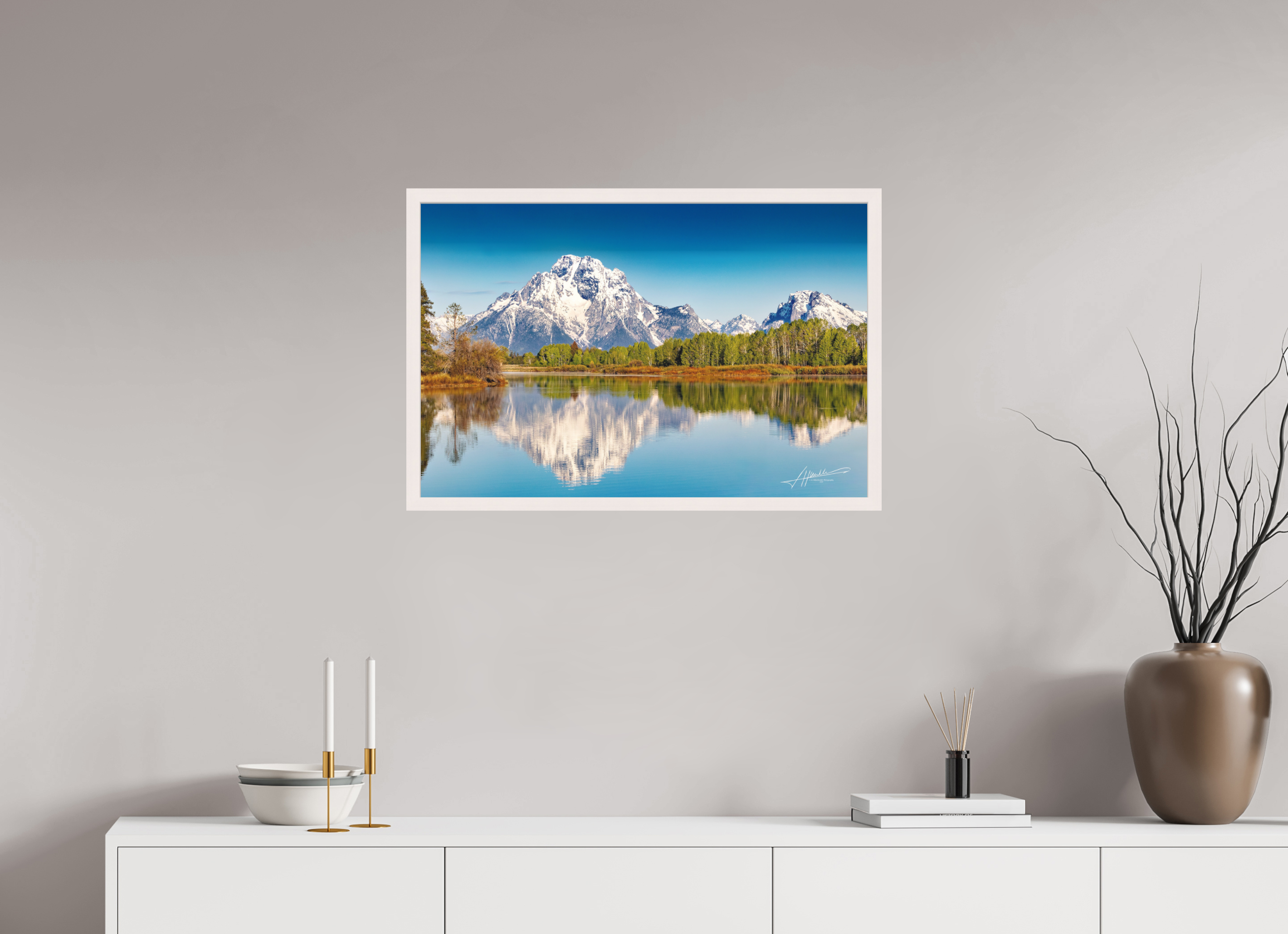 30 x 20″, Shadow Box Frame Serene Reflection