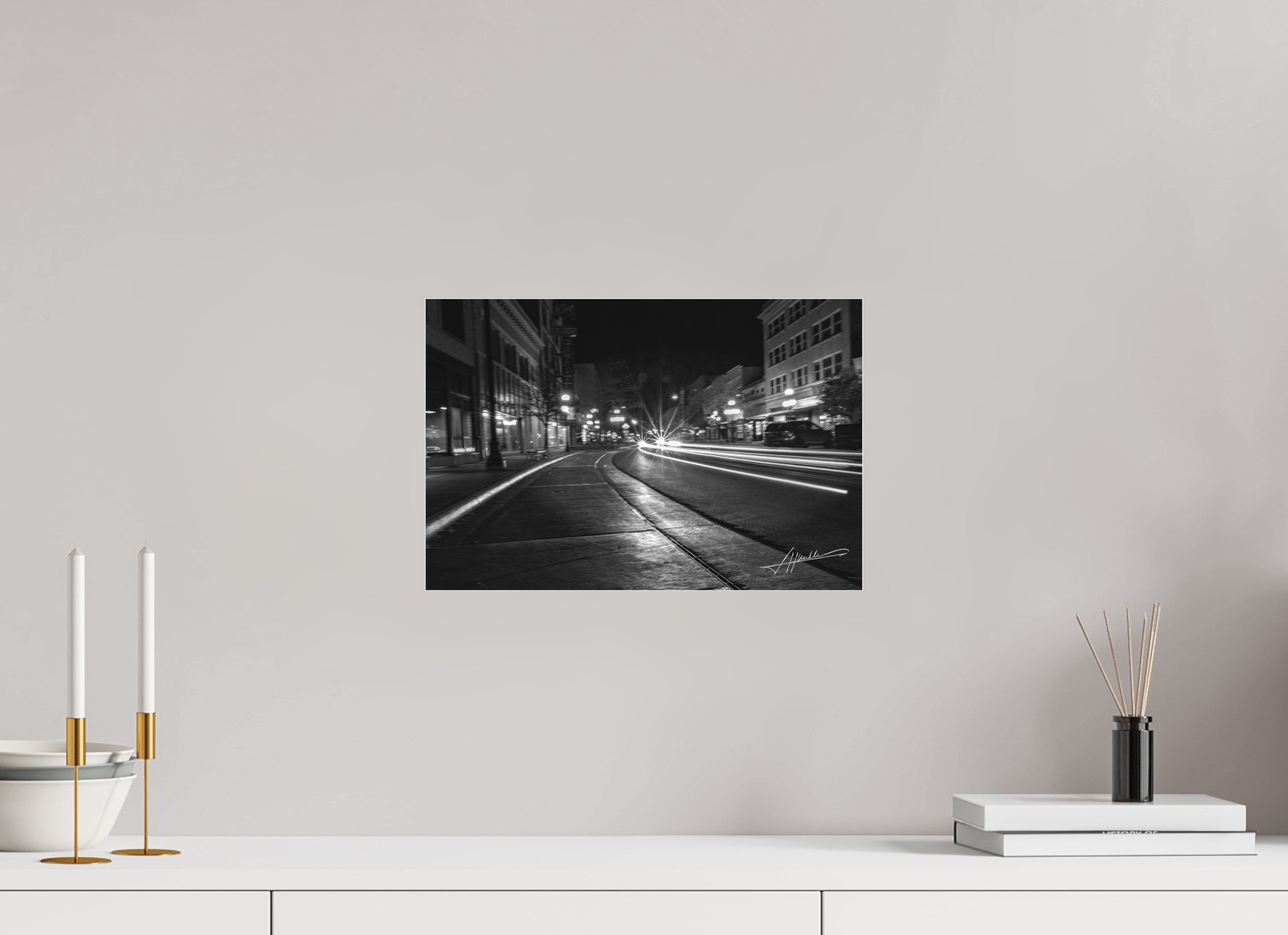 15 x 10″, Ilford BW Acrylic A Street at Night