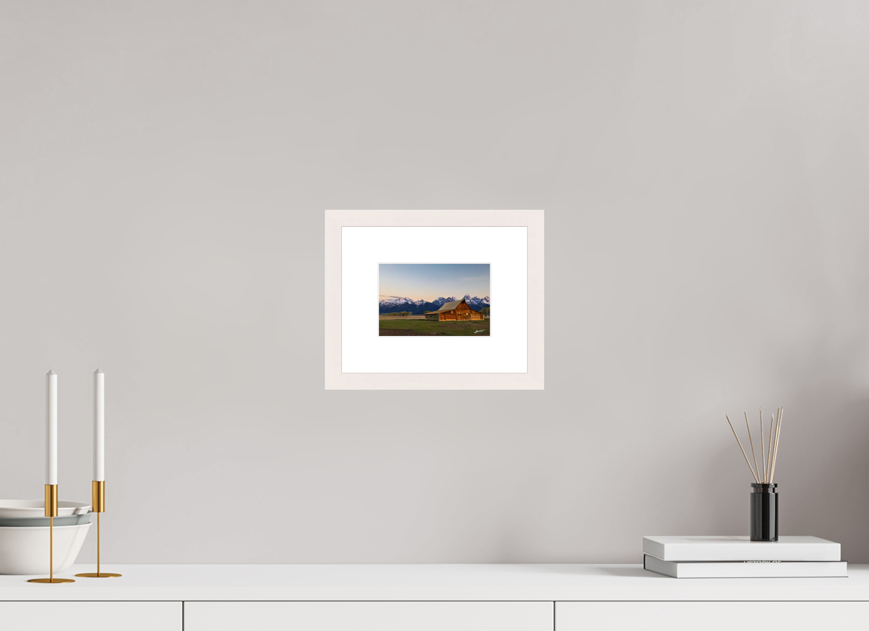 6 x 4″, Solid Wood Frame with Passe-partout Sunrise on the T.A. Barn