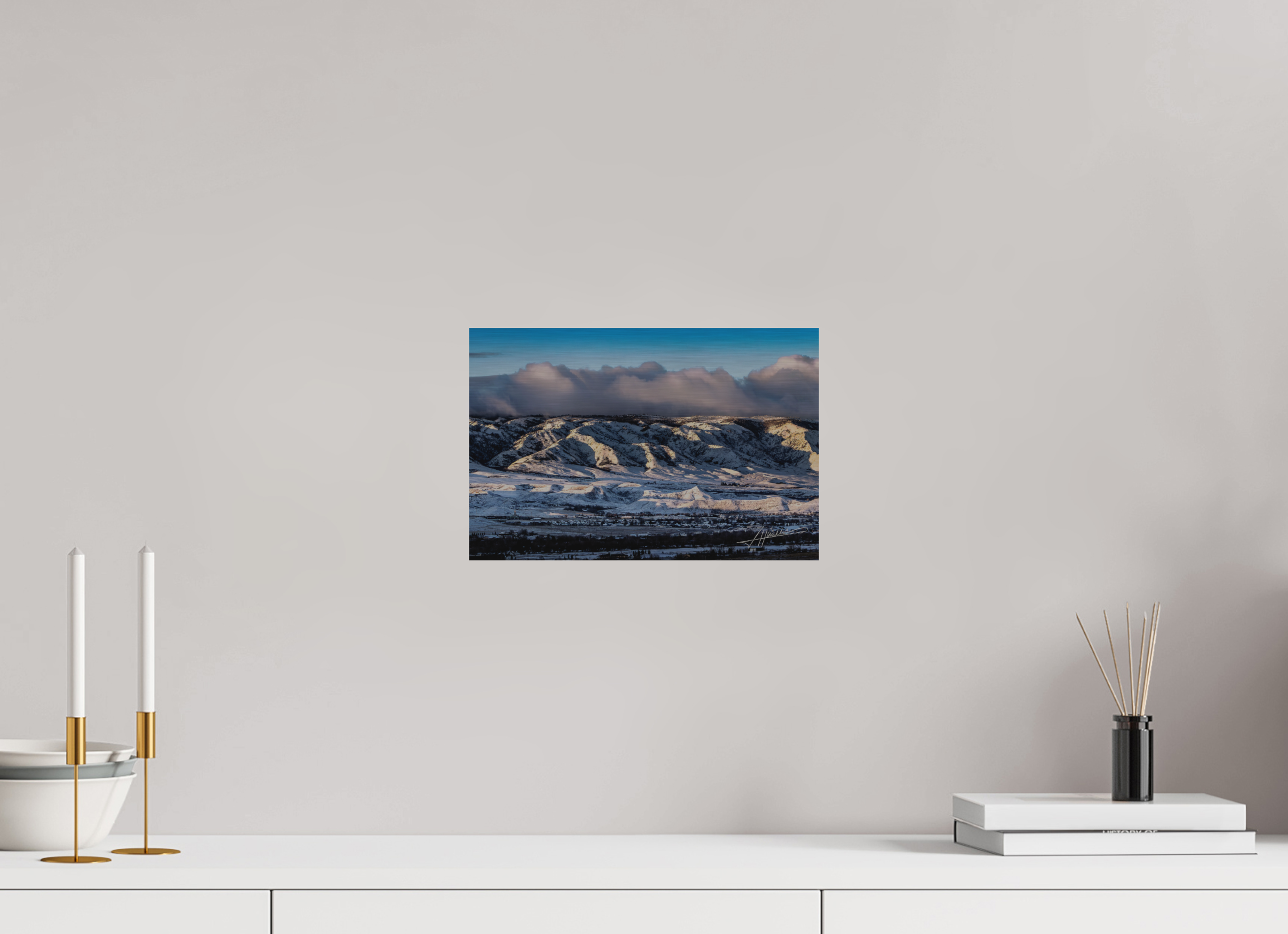 12 x 8″, Direct Brushed Aluminum Sunset After a Snow Storm