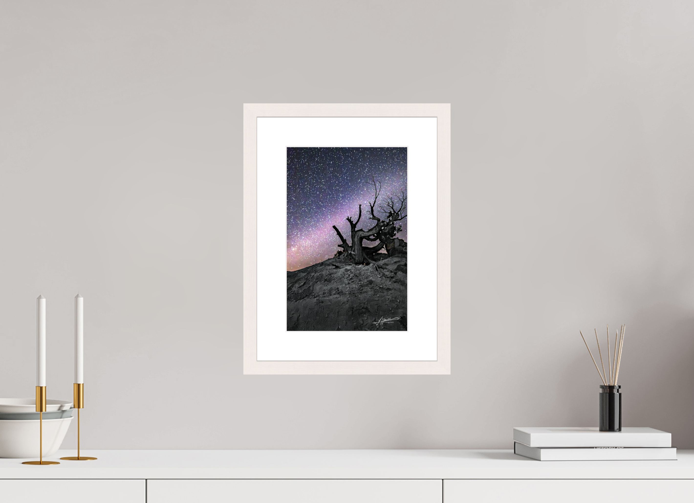 8 x 12″, Solid Wood Frame with Passe-partout Reaching the Milky Way