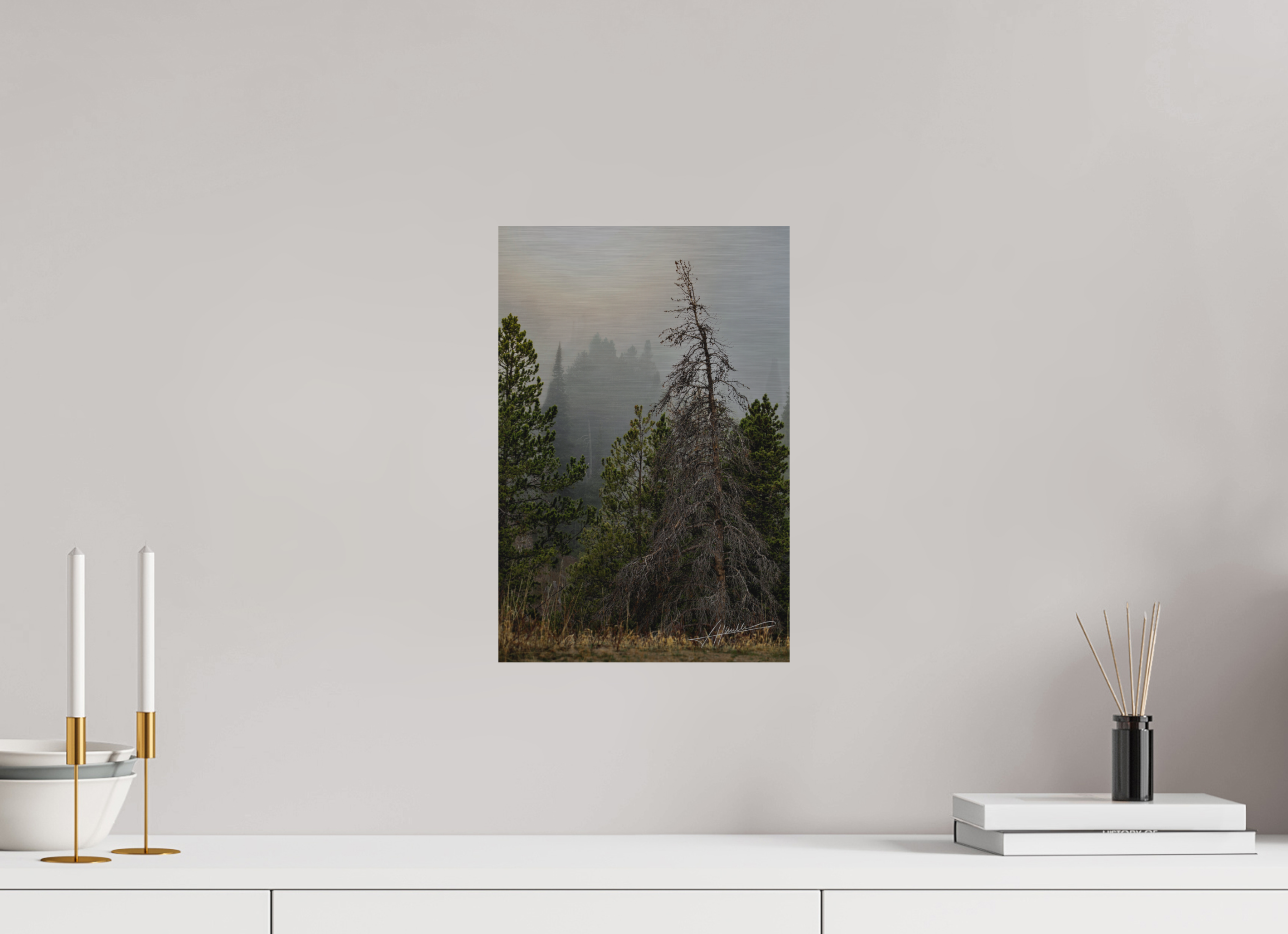 10 x 15″, Direct Brushed Aluminum The Lifting Fog