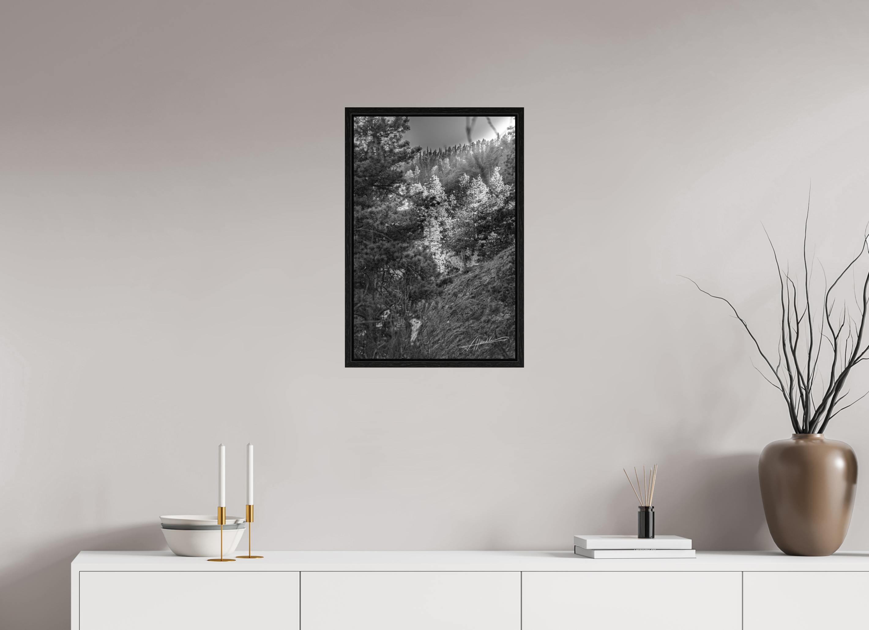 16 x 24″, Floater Frame Sun in the Mountains