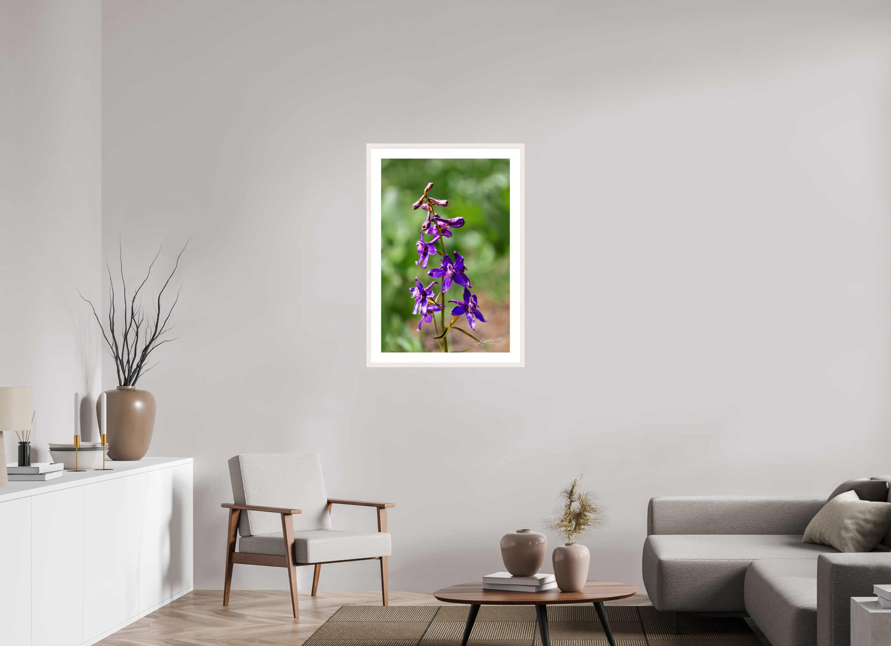 24 x 36″, Solid Wood Frame with Passe-partout Spring In Bloom