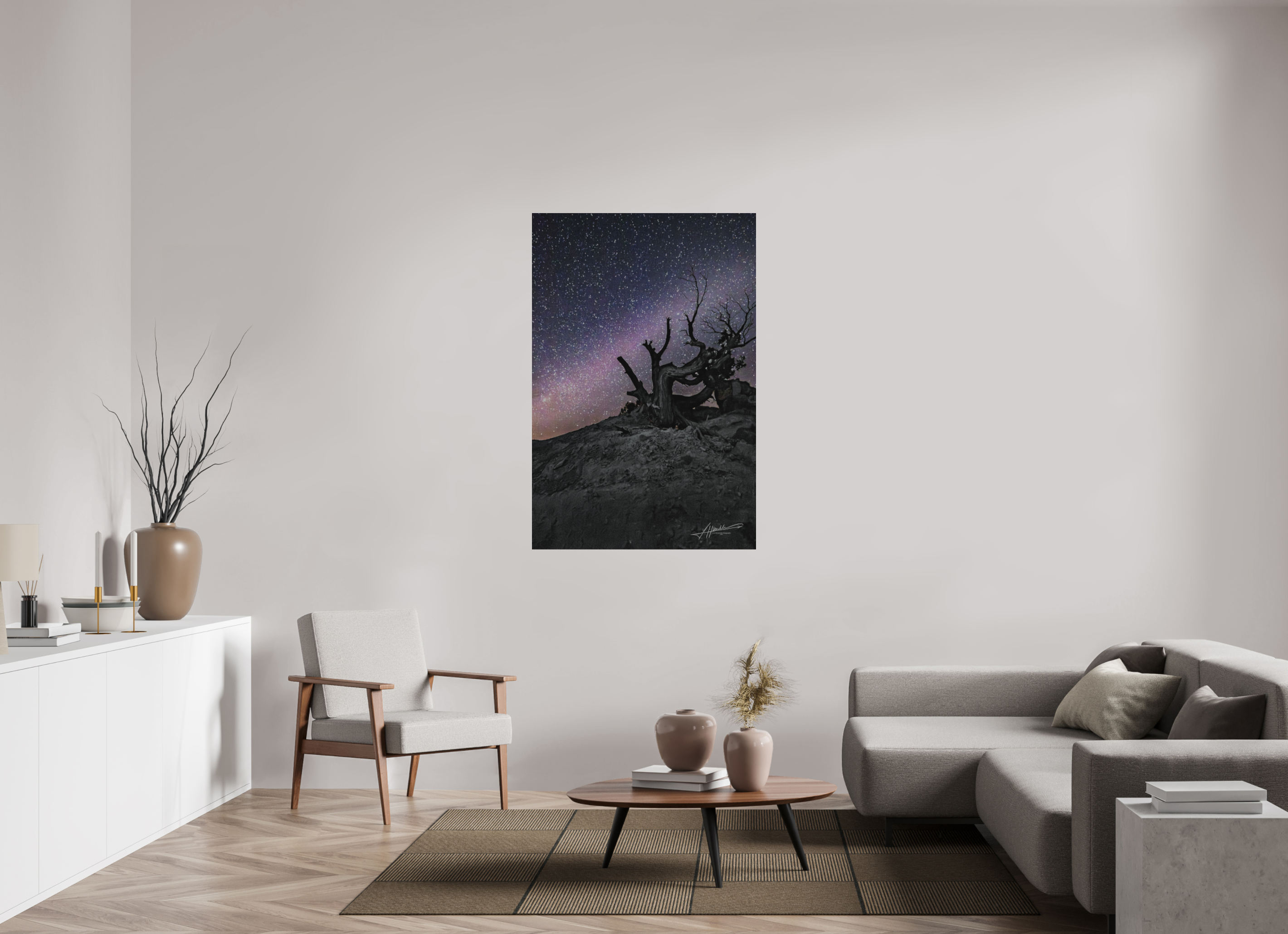 36 x 54″, Direct Brushed Aluminum Reaching the Milky Way