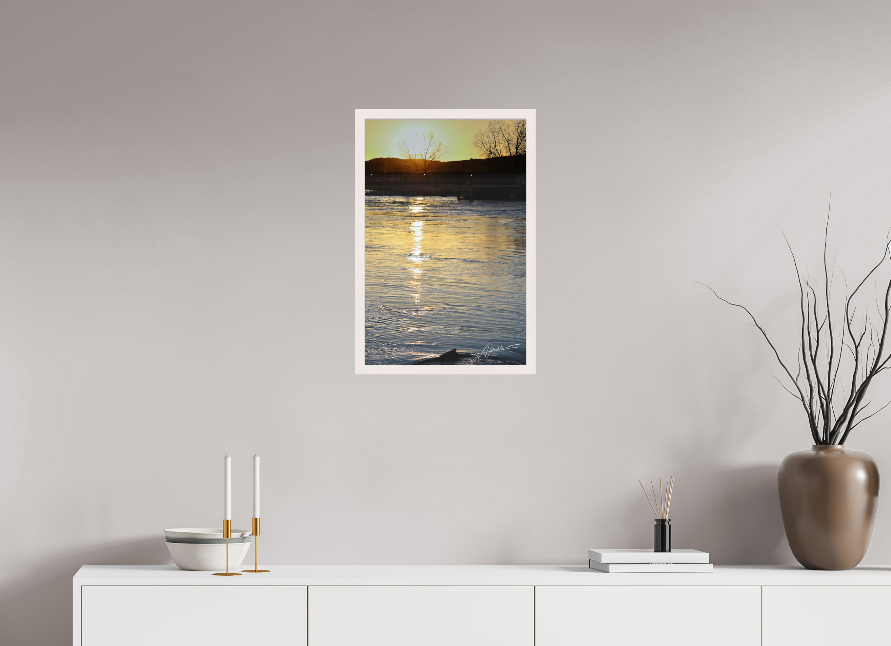 16 x 24″, Shadow Box Frame Sunset on the River