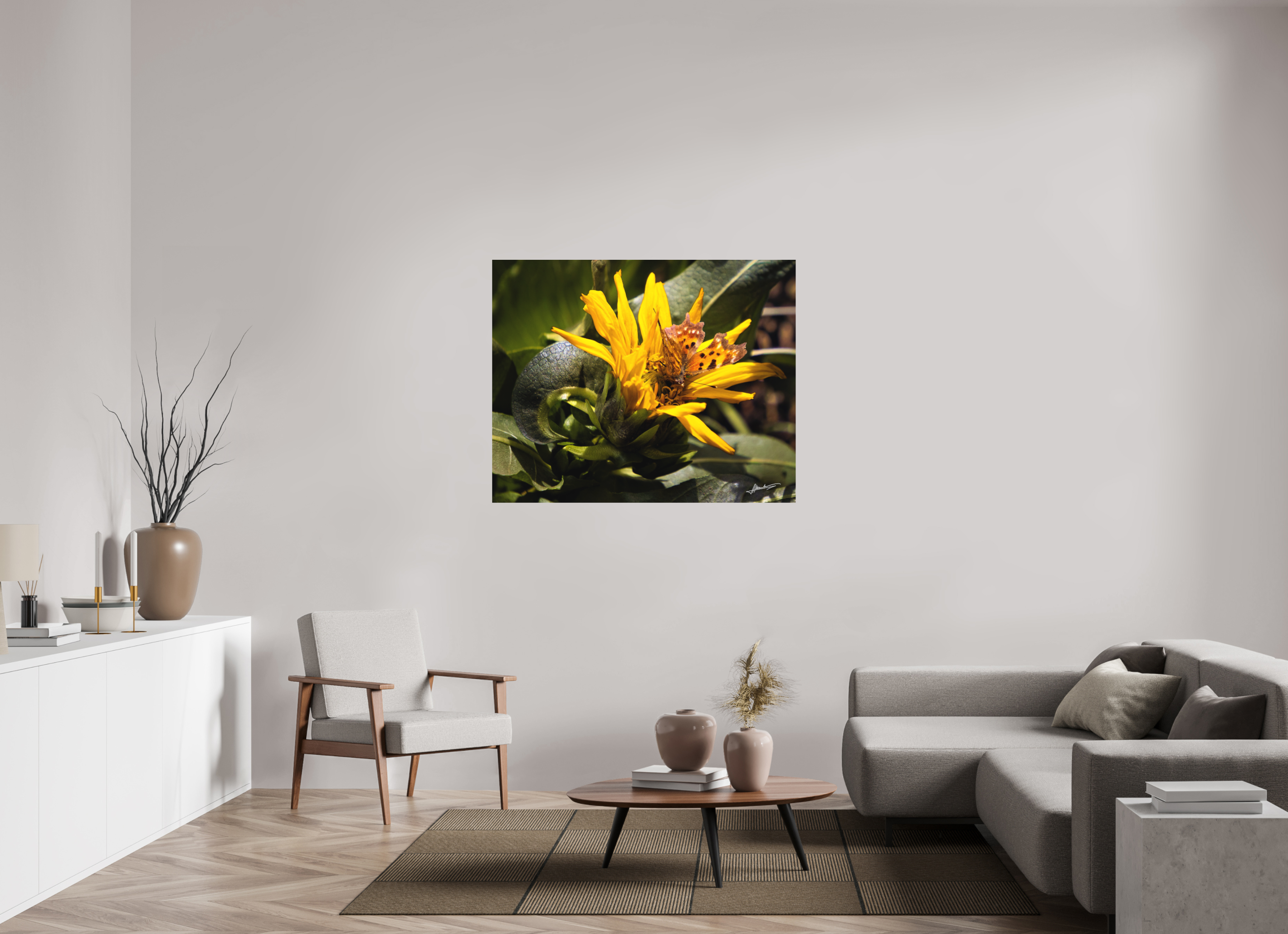 48.7 x 39″, Metal Dibond Busy Butterfly