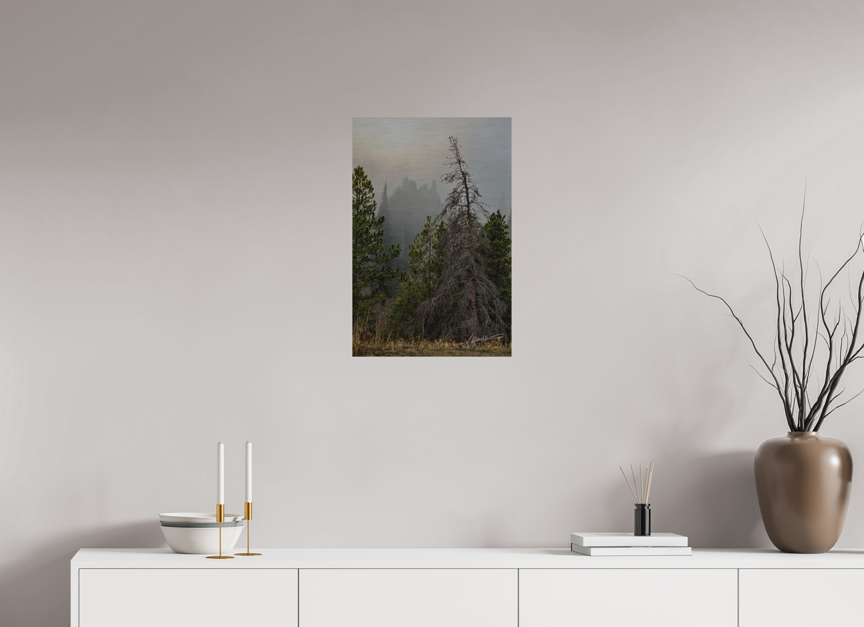 16 x 24″, Direct Brushed Aluminum The Lifting Fog