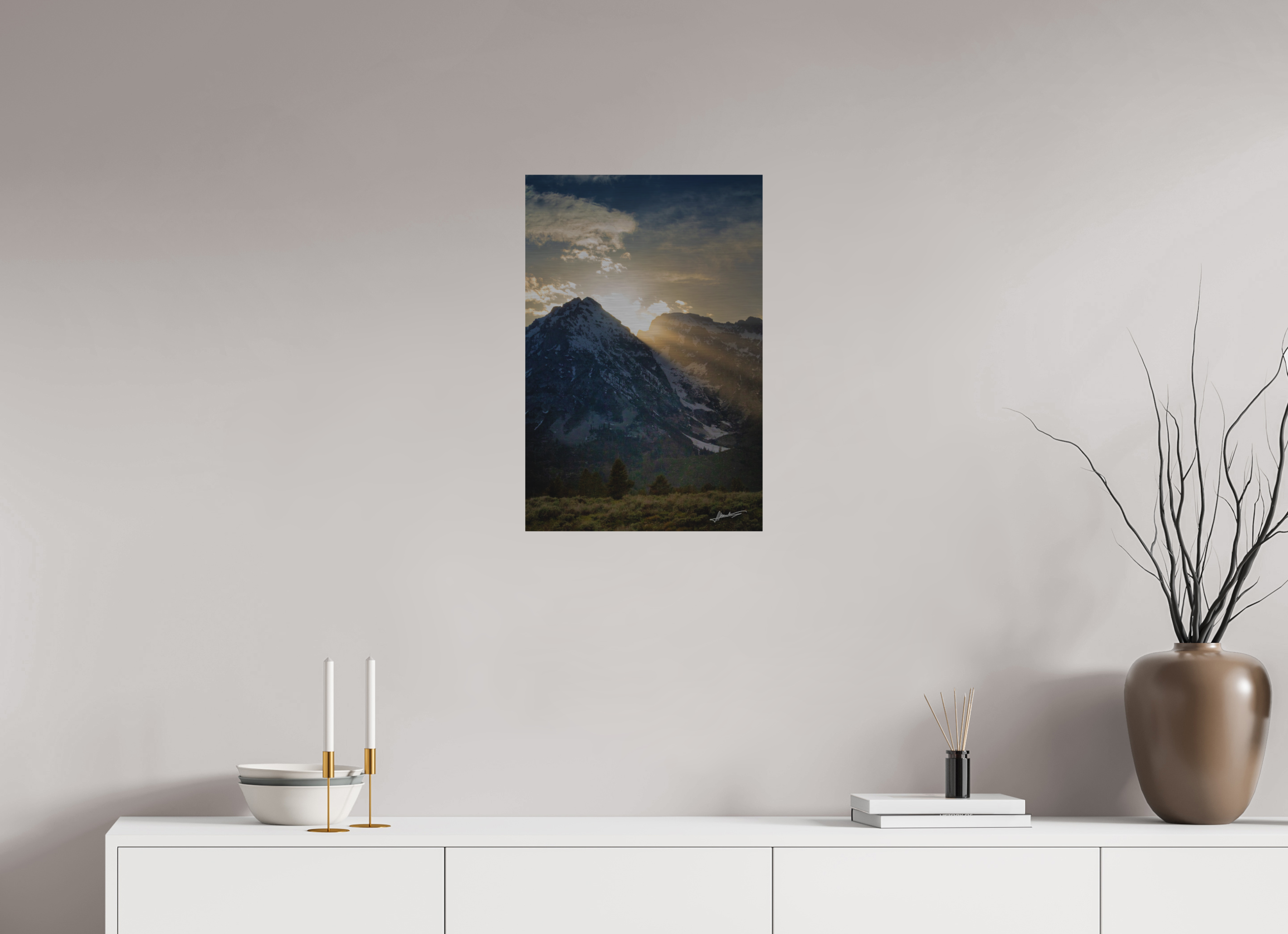 16 x 24″, Direct Brushed Aluminum Light on the Valley