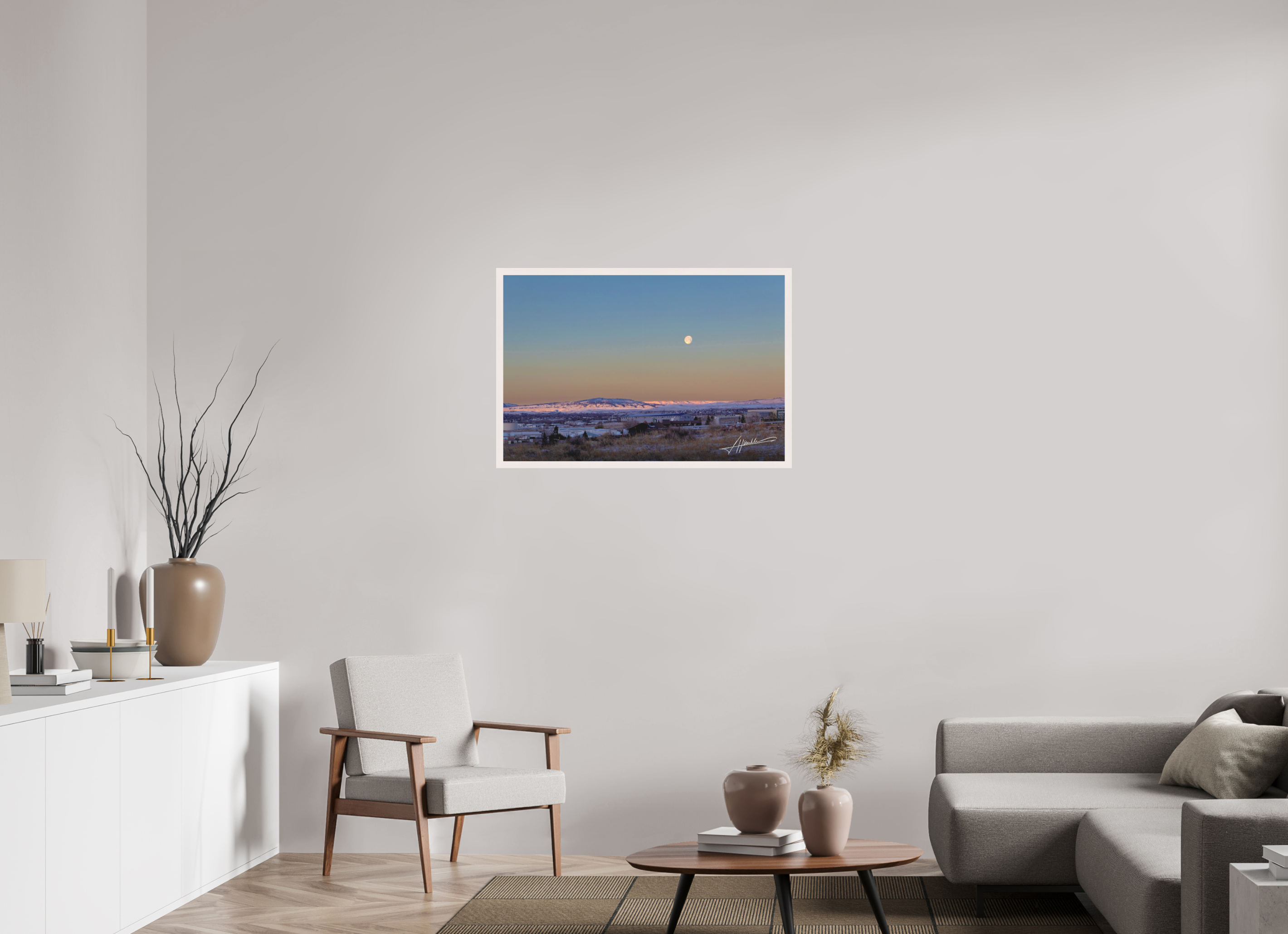 36 x 24″, Shadow Box Frame Full Moon at Sunrise