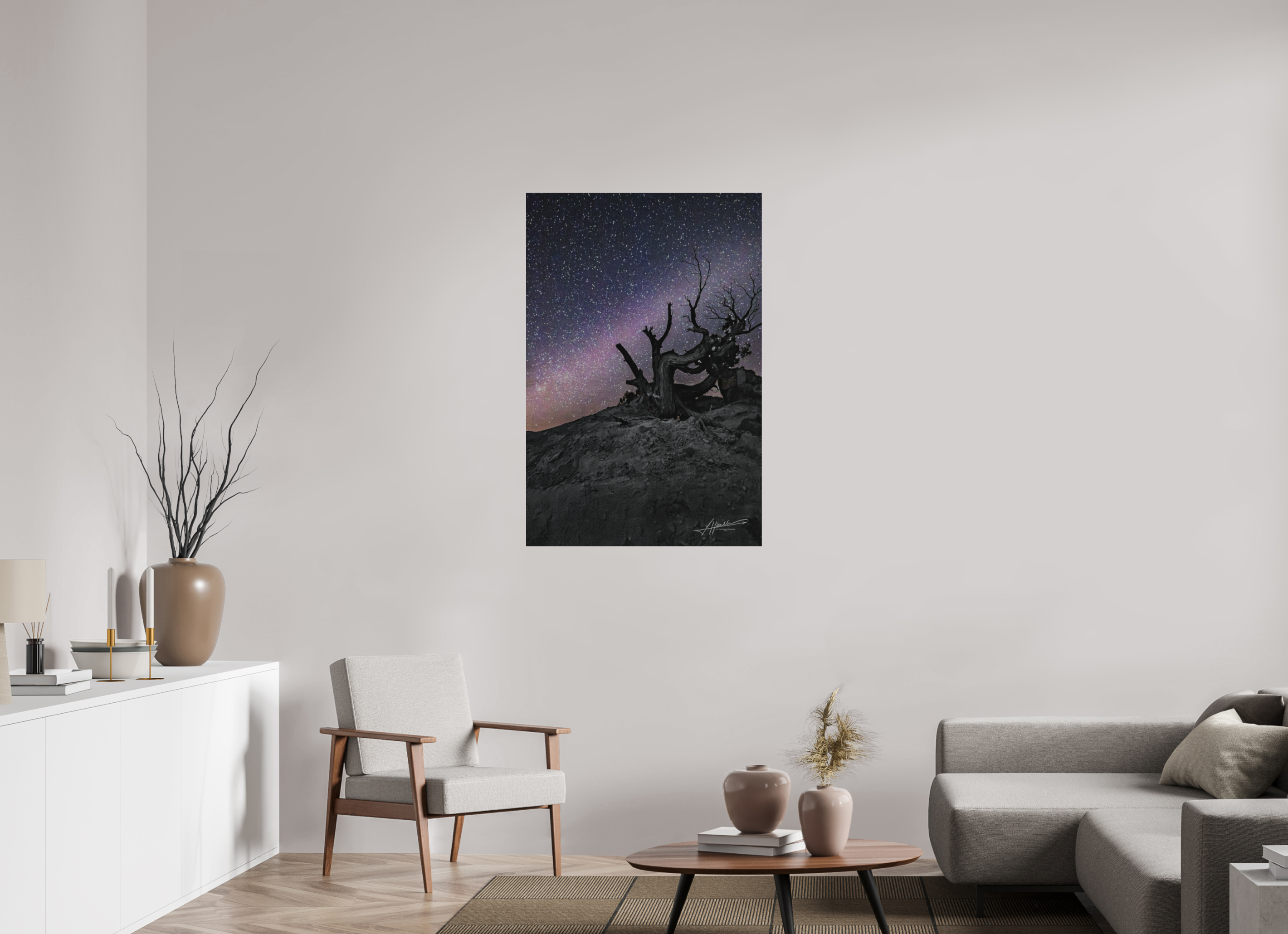 30 x 45″, Direct Brushed Aluminum Reaching the Milky Way