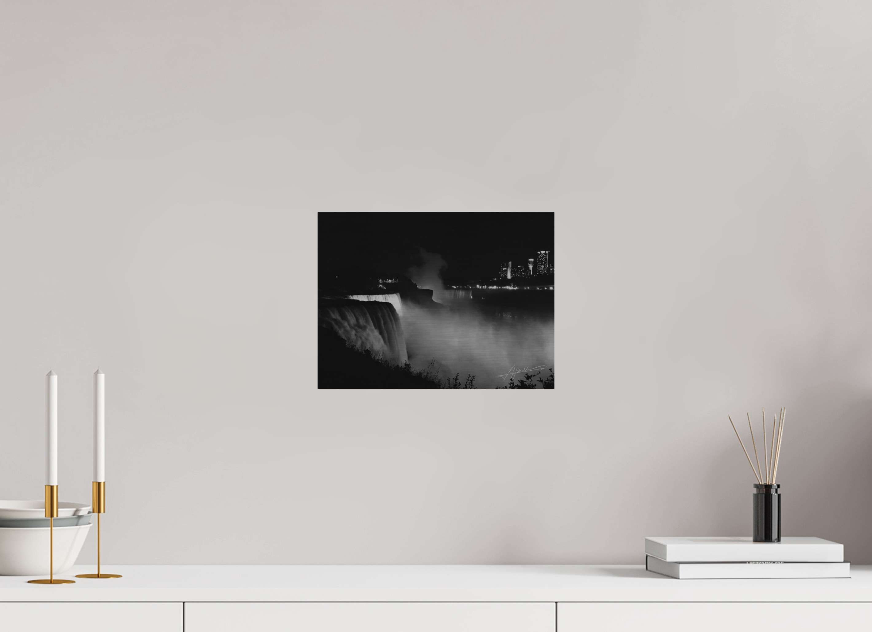 12 x 9″, Direct Brushed Aluminum A Night at Niagara