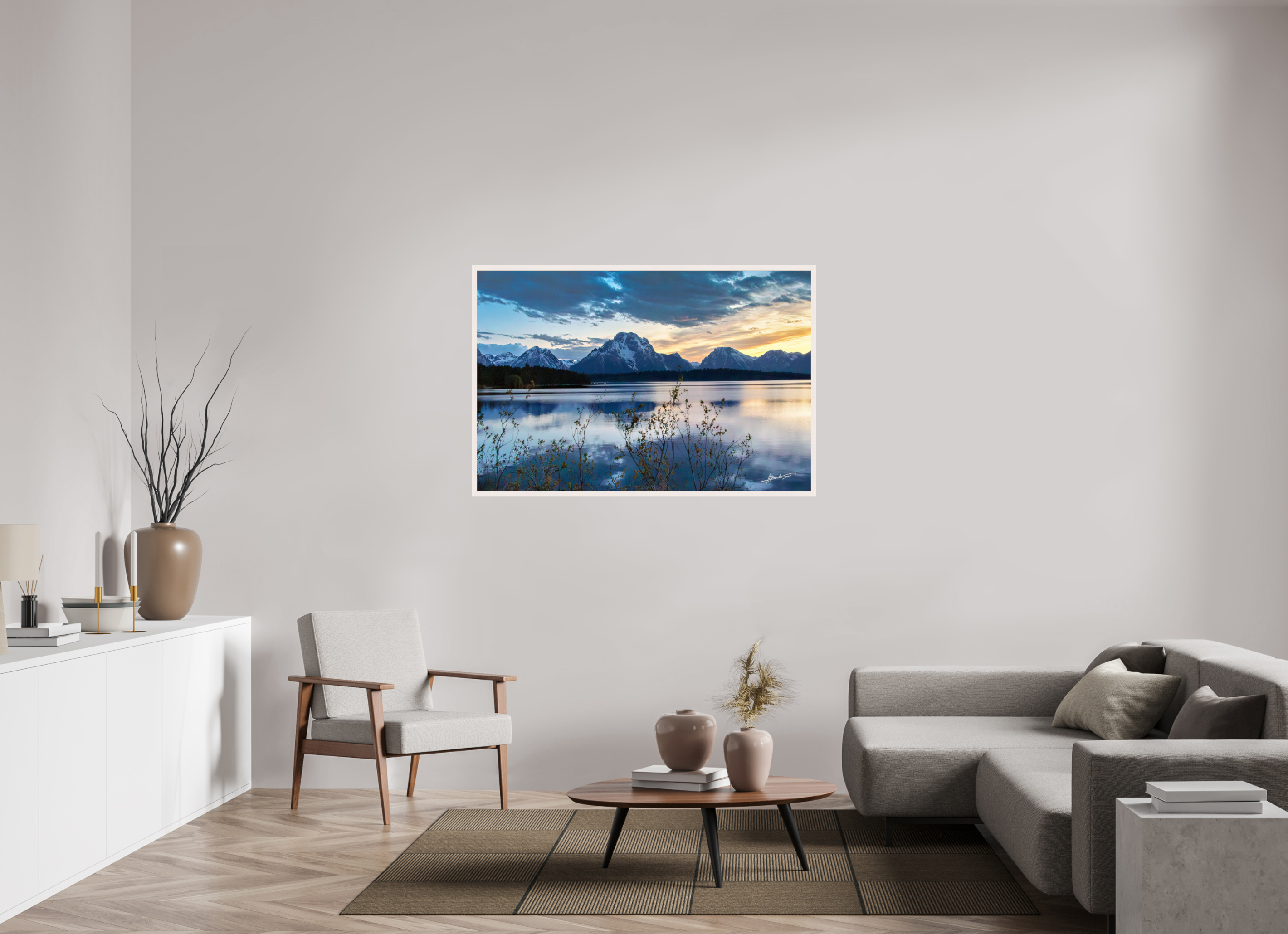 54 x 36″, Gallery Frame Sunset on Jackson Lake
