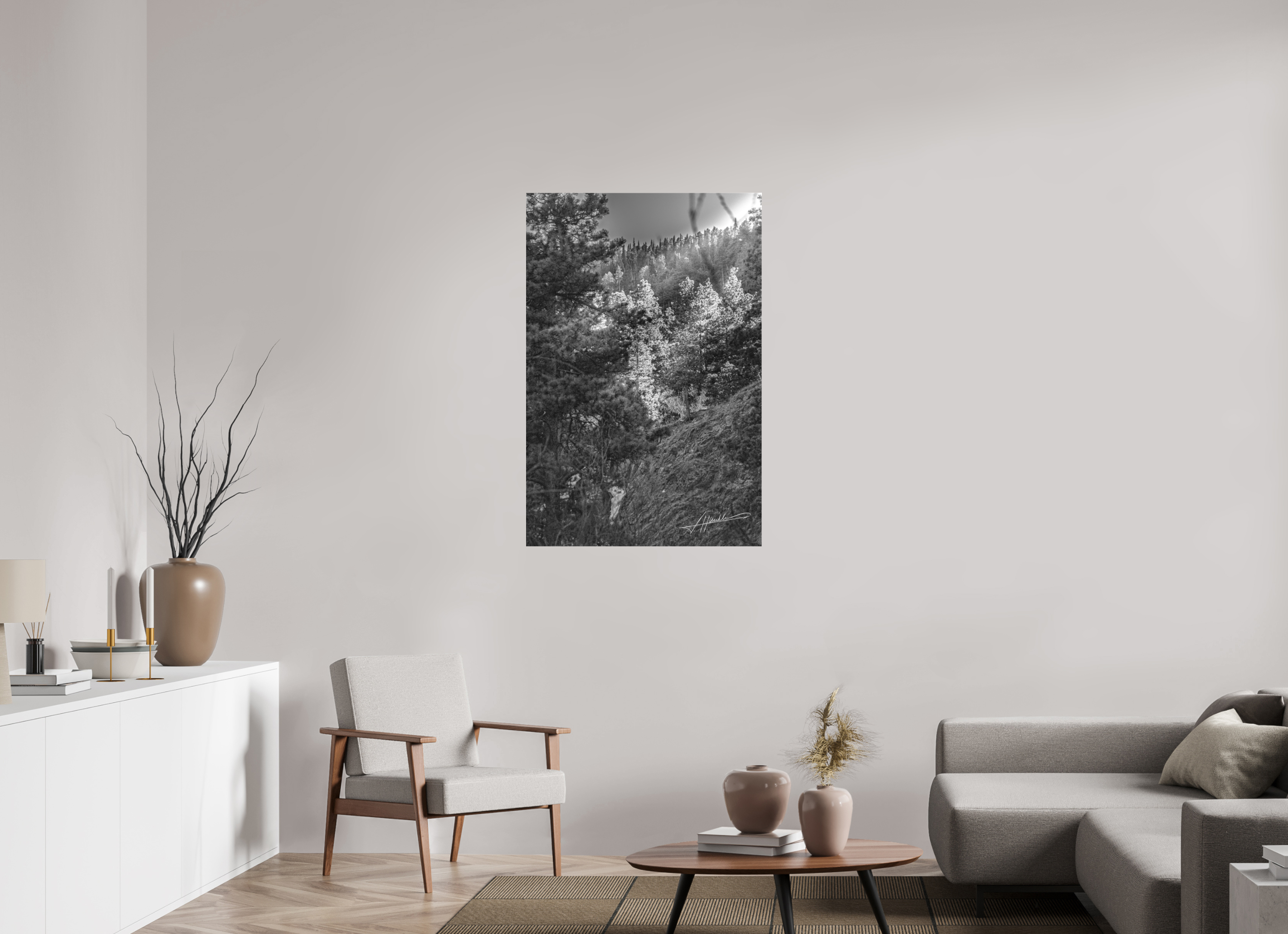 30 x 45″, Ilford BW Acrylic Sun in the Mountains