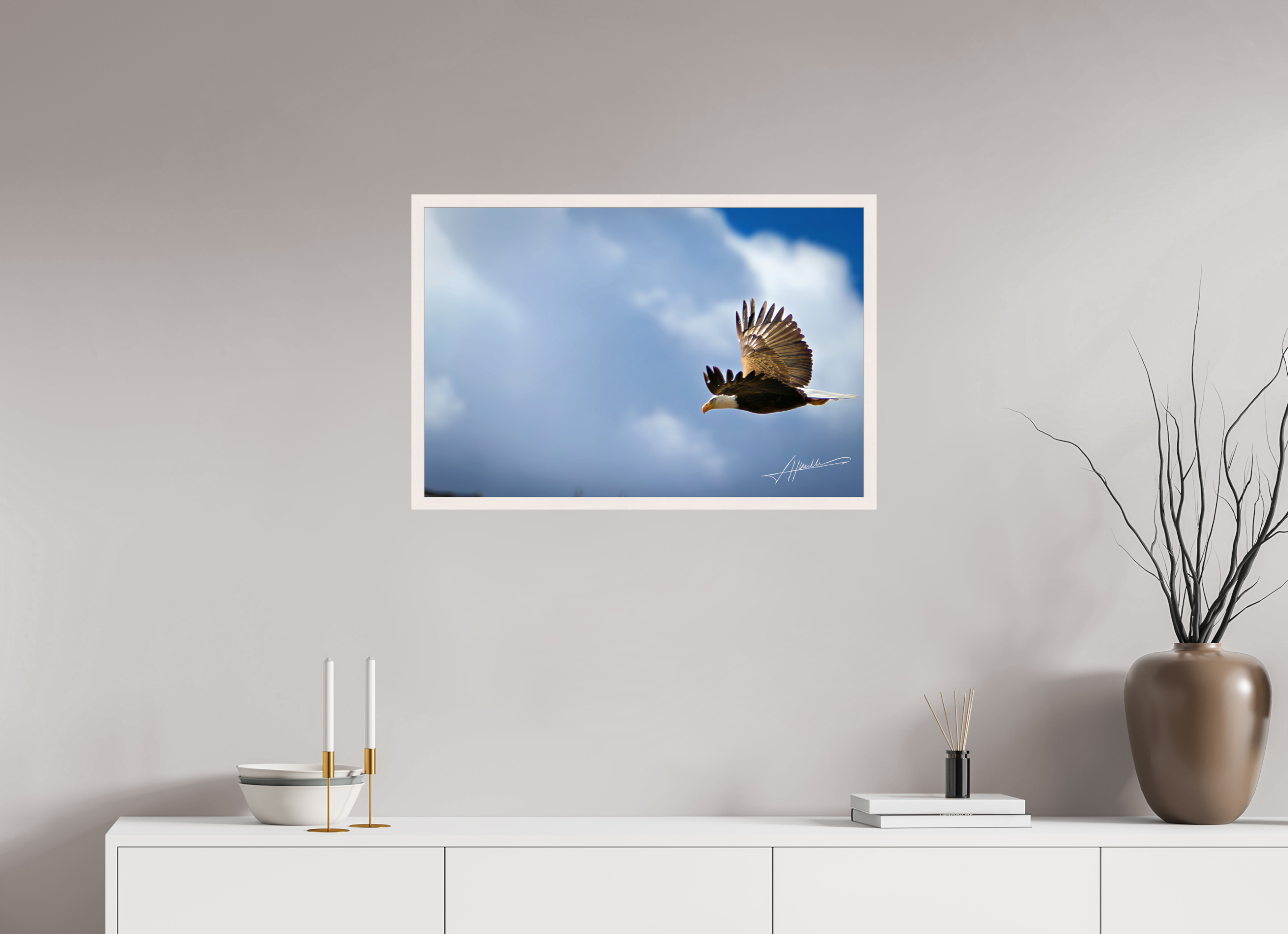 30 x 20″, Gallery Frame Bald Eagle Flying