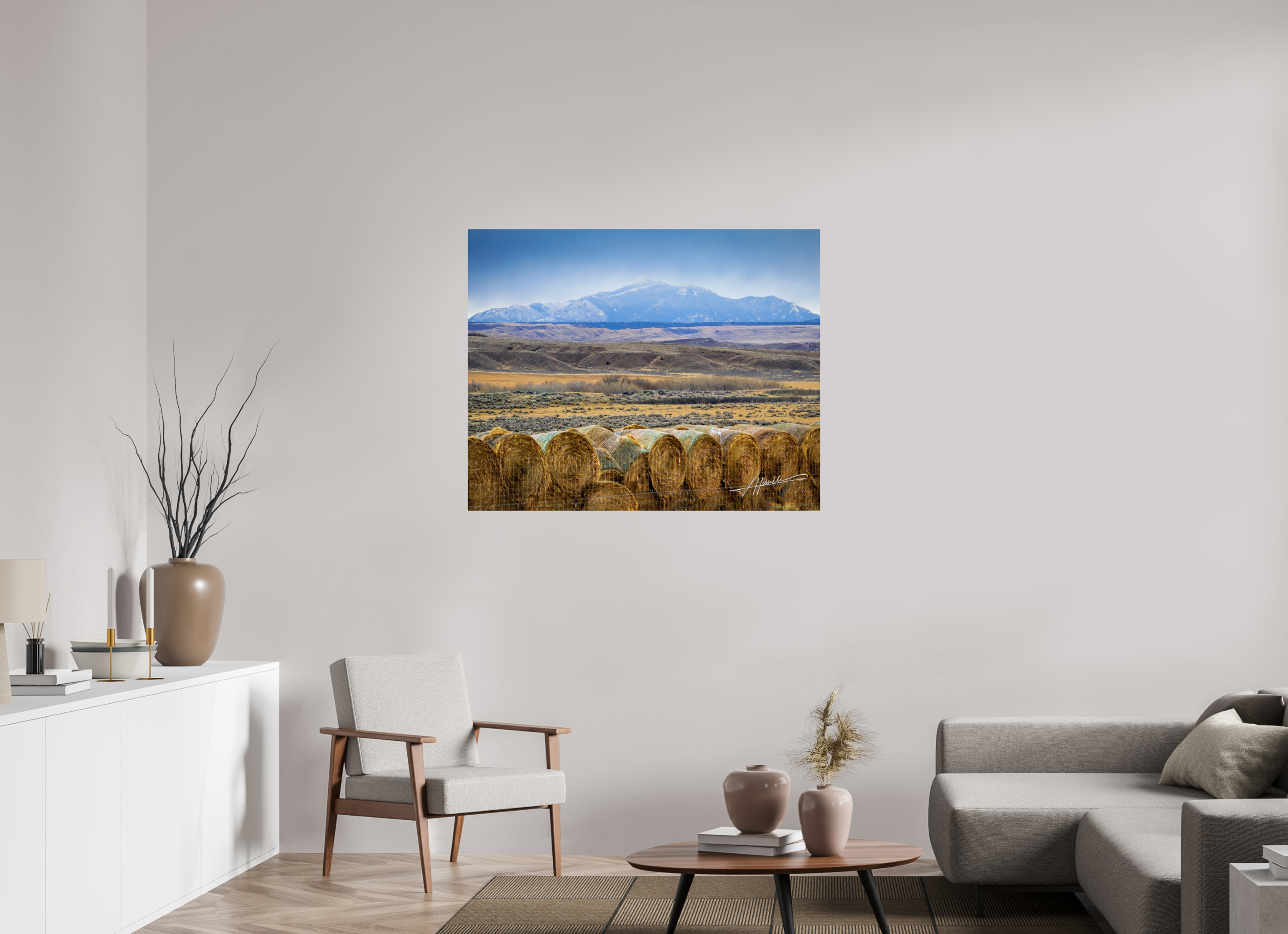 45 x 36″, Fine Art Print Hay Bales on the Prairie
