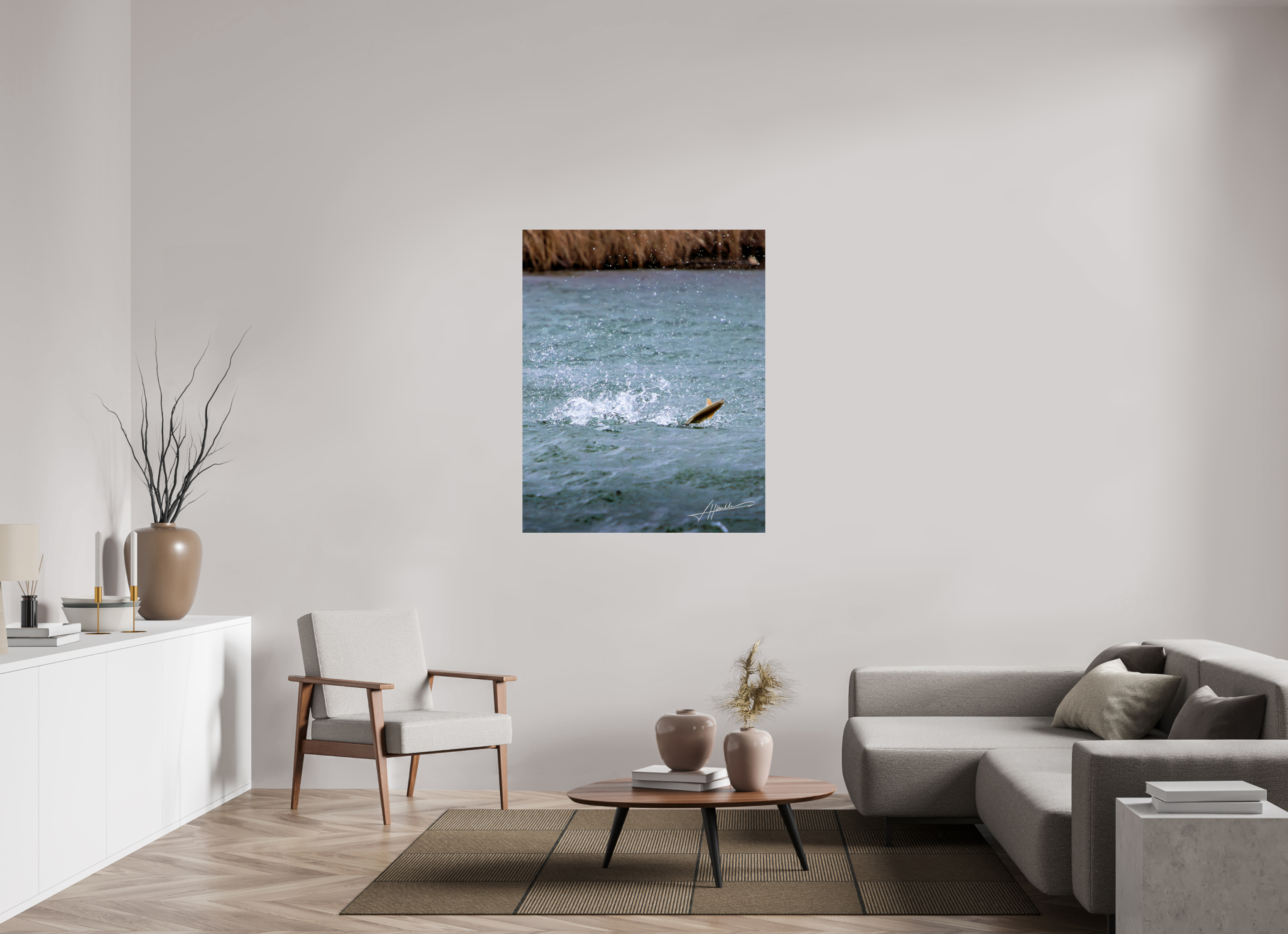 39 x 48.7″, Photo Print Under Acrylic Glass Jumping Rainbow Trout