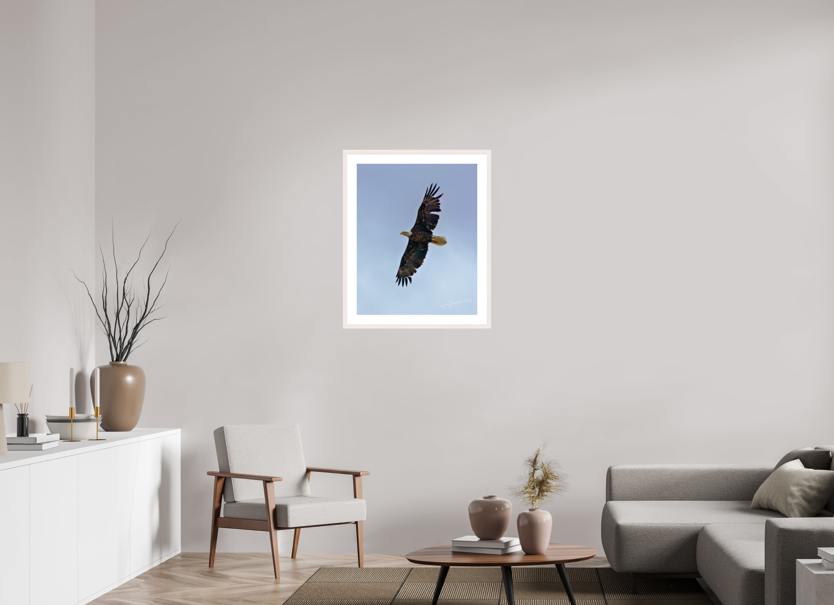 24 x 30″, Solid Wood Frame with Passe-partout Wings Spread