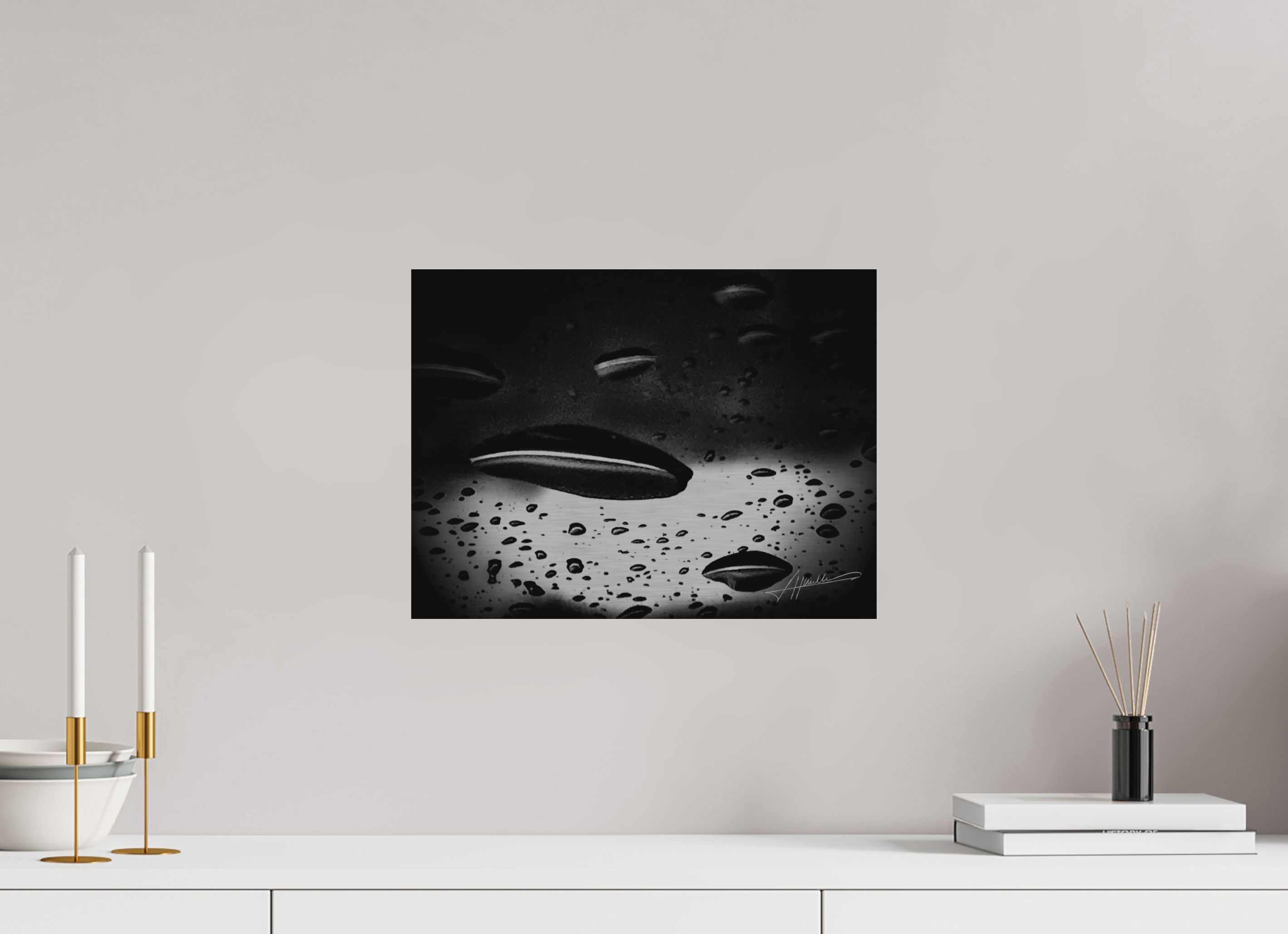16 x 12″, Direct Brushed Aluminum Collection of Water