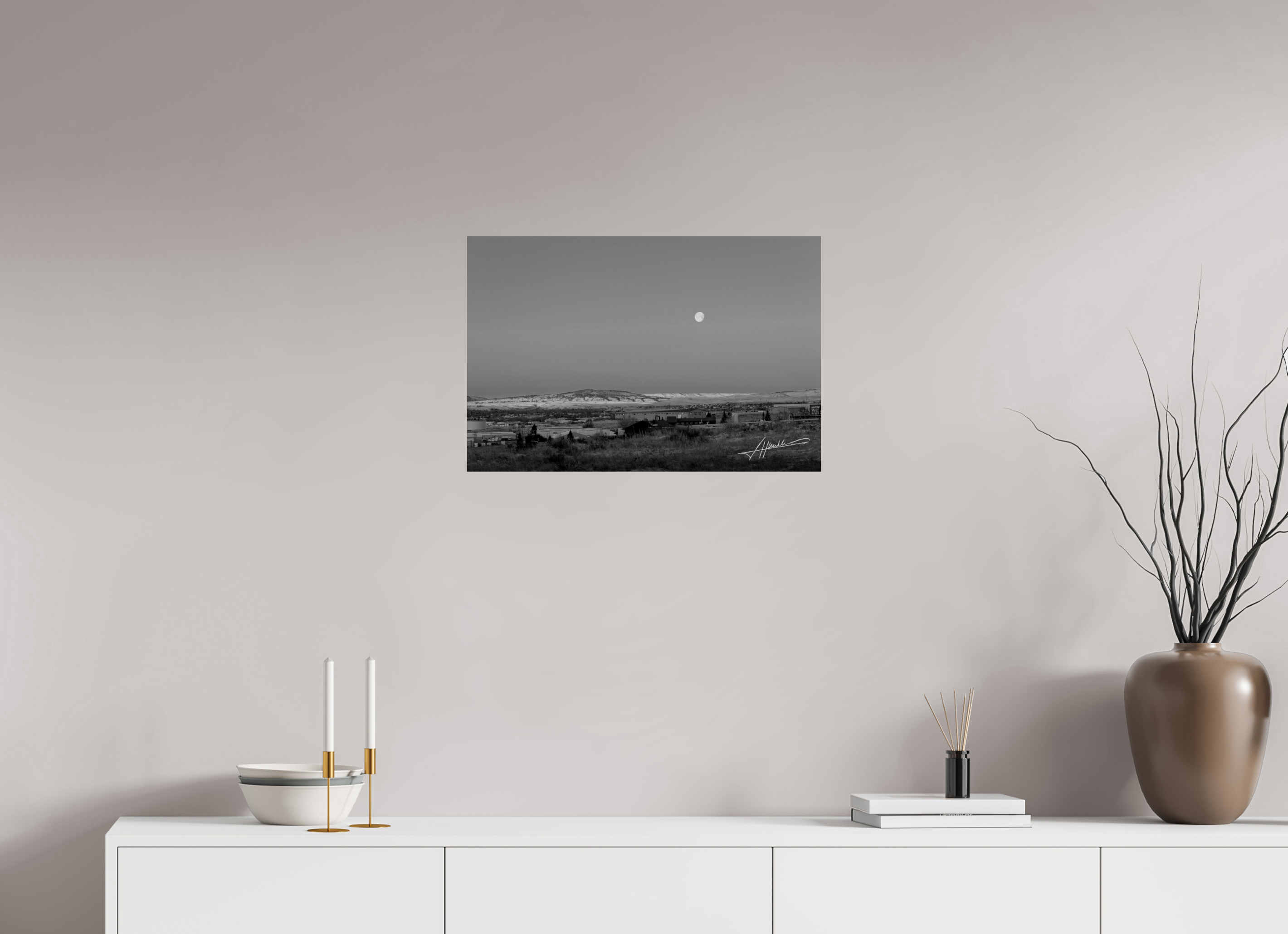 24 x 16″, Photo Print On Ilford Baryta Paper Full Moon at Sunrise